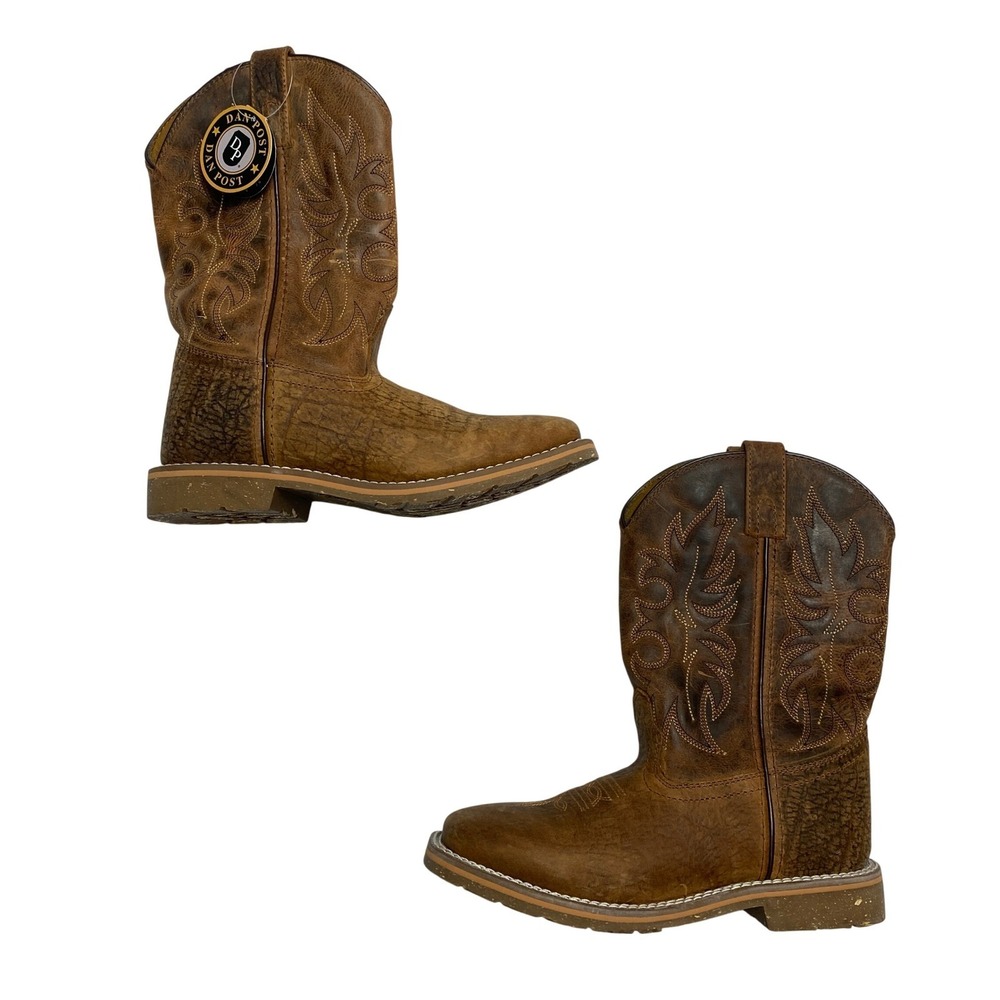 Dan Post Cowboy Boots Youth 4D Brown Leather Square Toe DPC3926 Shiloh